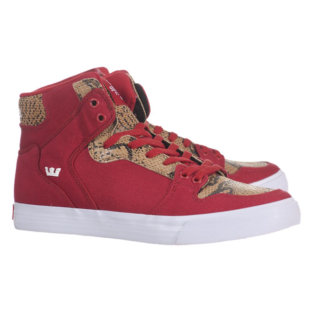 Baskets Montantes Supra Vaider Rouge Marron Red/Snake Print-White Homme | VUD-61477360